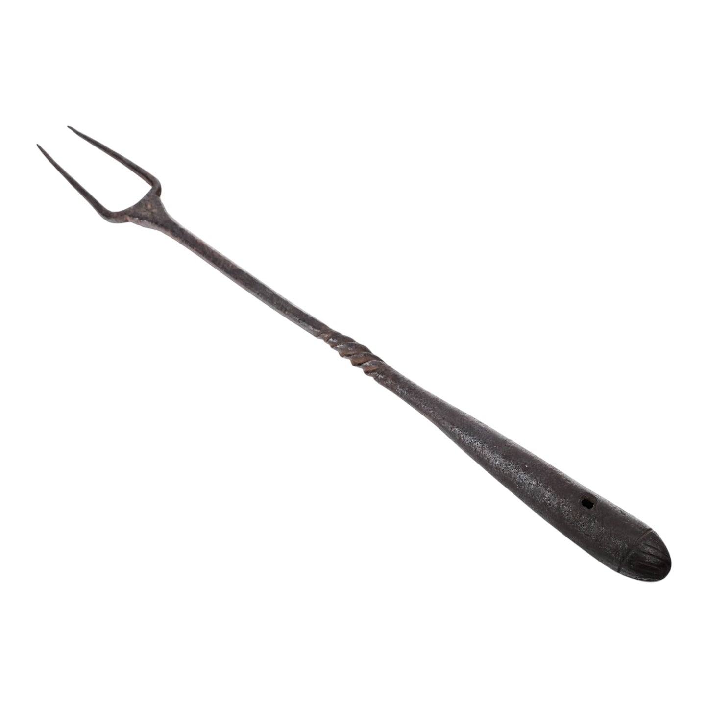 Medieval Iron Meat Fork with Struck Maker’s Mark, Twisted & Chiseled Work (English, French, or German Origin)