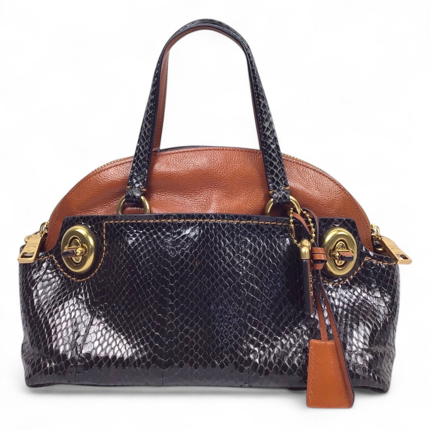 Coach Outlaw Snakeskin Shoulder Bag – Brown Leather & Black Snakeskin