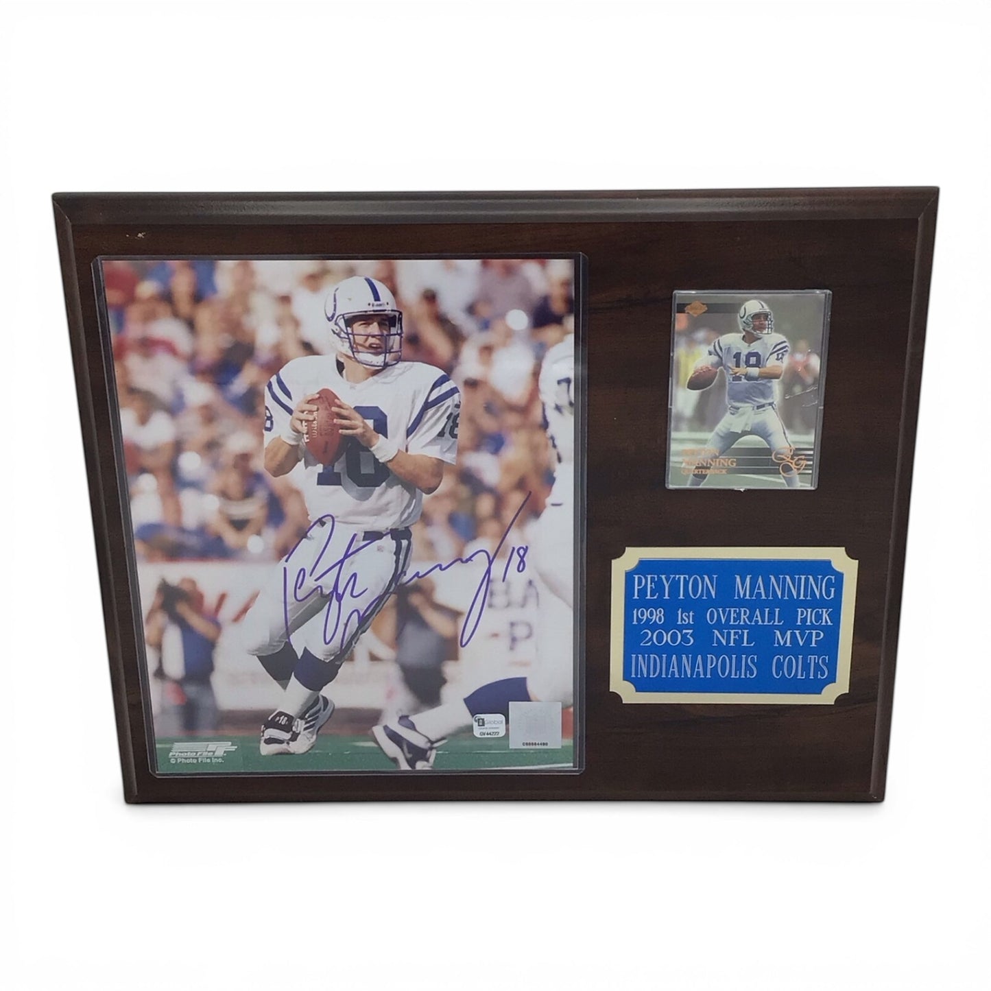 Peyton Manning Signed Photo Plaque - Authenticate