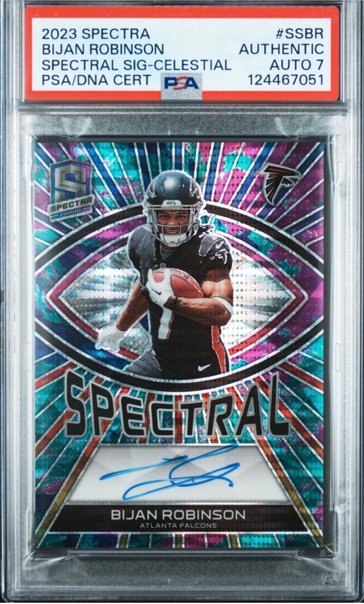 2023 Spectra Celestial /99 Bijan Robinson Auth Auto PSA 7 Pop 1! - 124467051