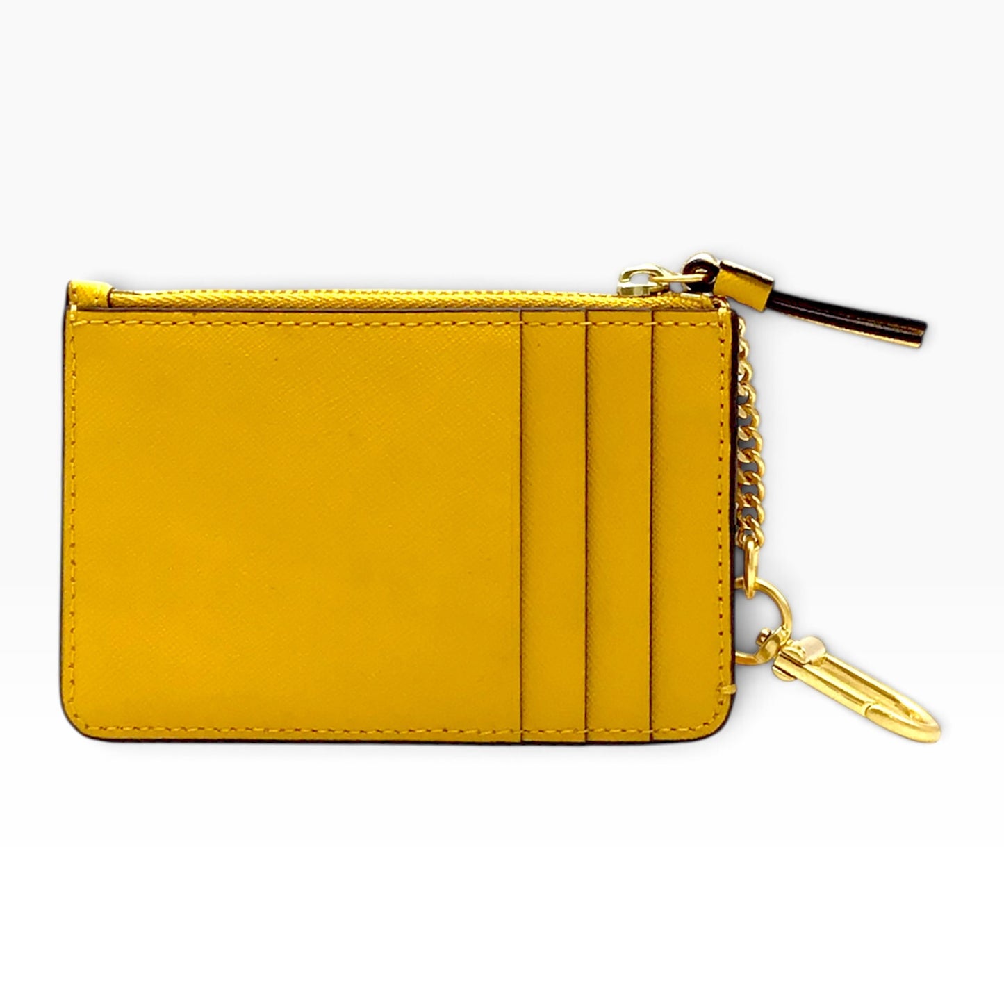 Tory Burch Robinson Card Case Key Fob Leather Wallet – Yellow Gold – 75632 – NWT