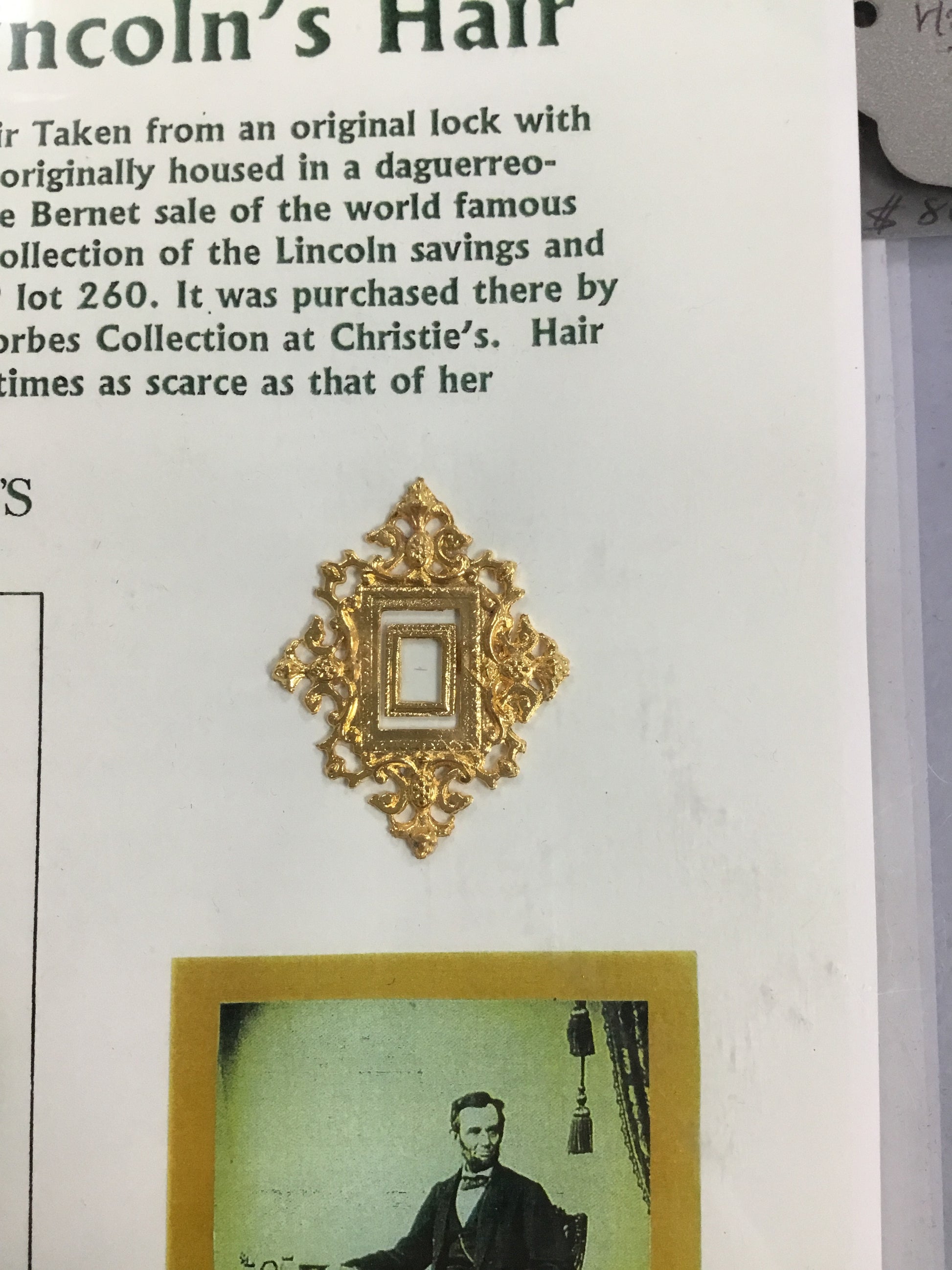 Mary Todd Lincoln Hair Clipping with COA
