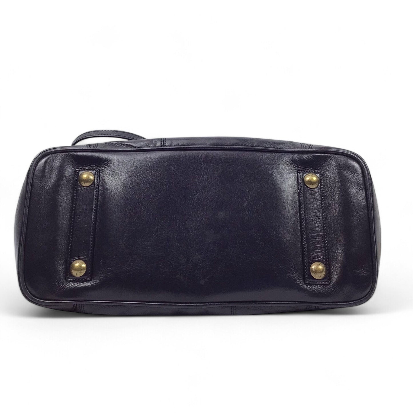 Louis Vuitton Riveting Vintage Black Leather Shoulder Bag