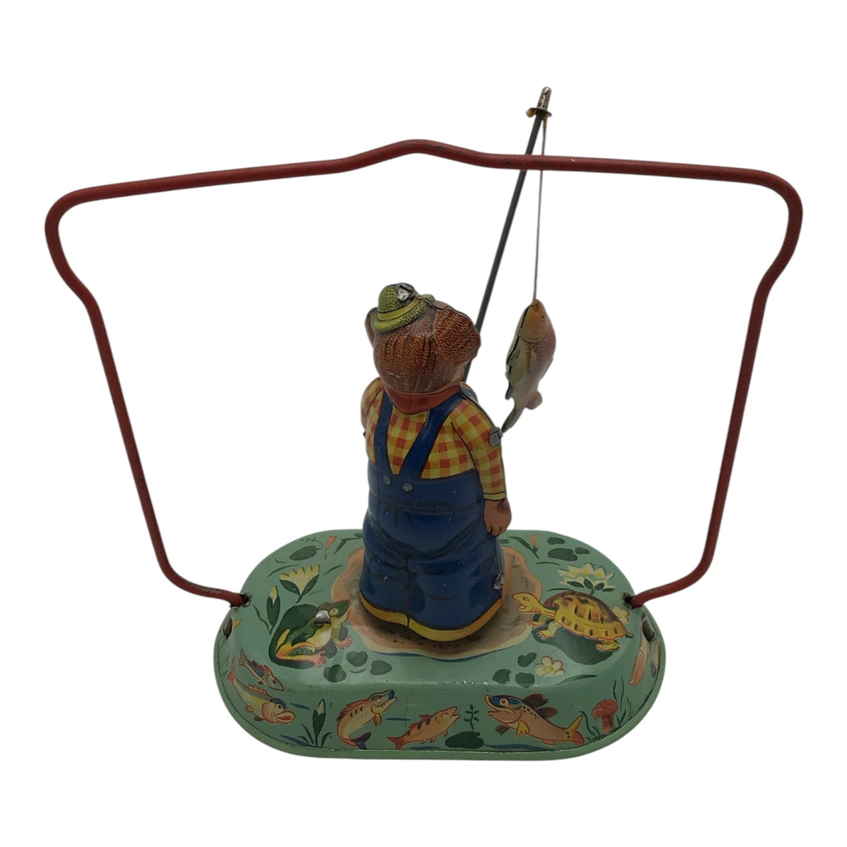 Vintage Old Fishing Fred Rod Litho Tin Toy