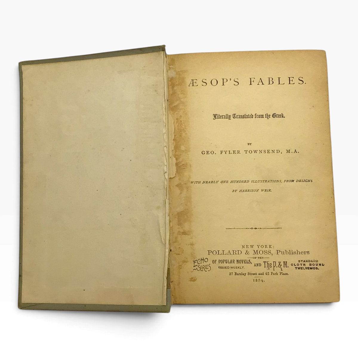 Antique Aesop's Fables 1889 Illustrated Edition – Pollard & Moss – Vintage Book