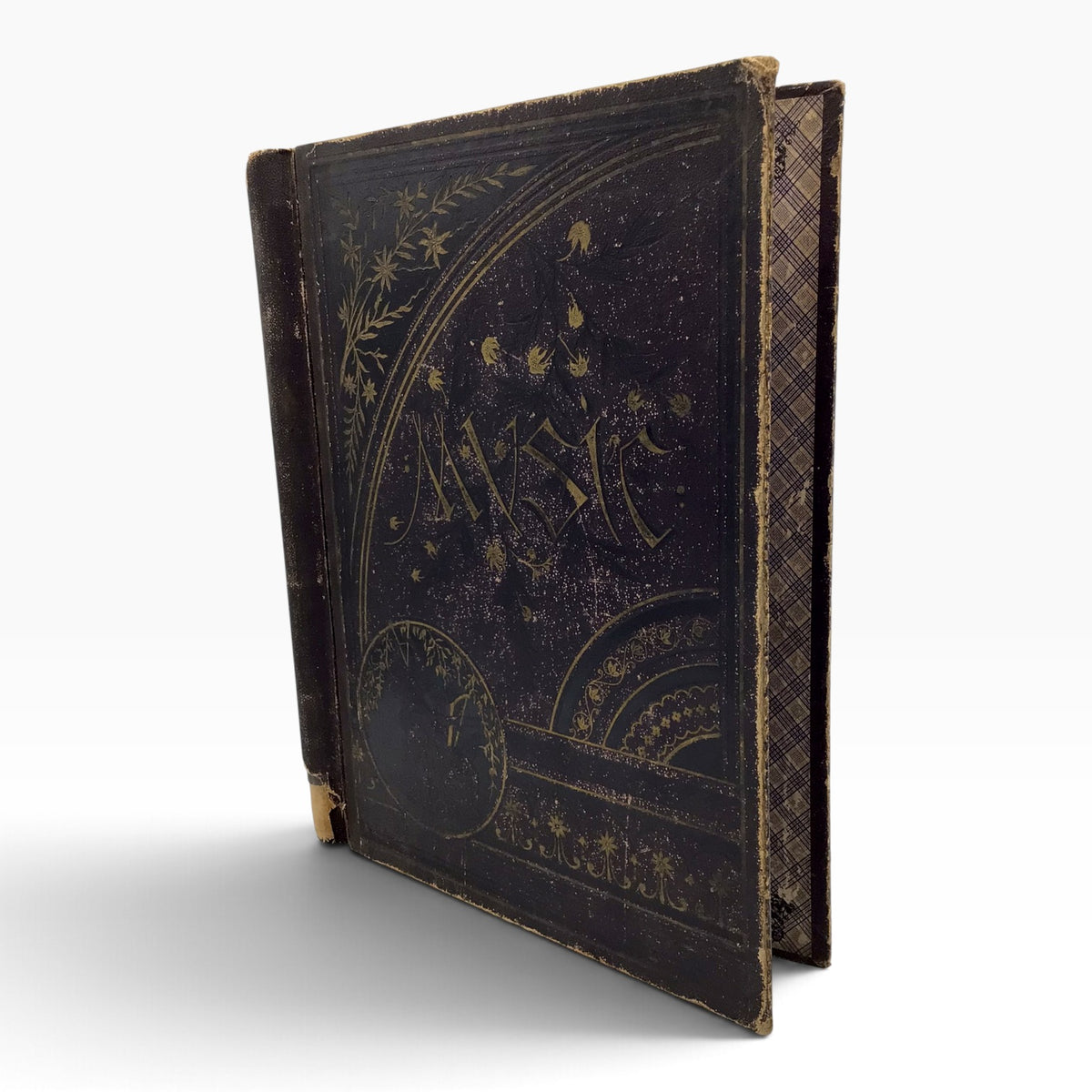 Late 1800s Antique Custom Music Binder – Gold Embossed Floral & Geometric Cover
