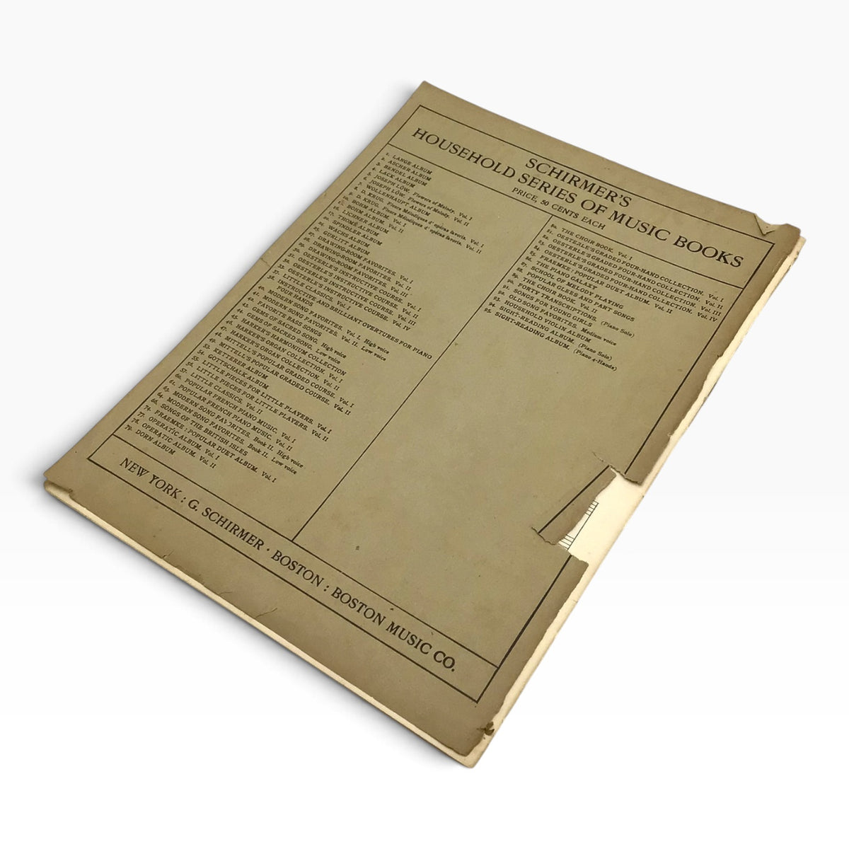 Schirmer's Household Series of Music Books No. 29 – Drawing-Room Favorites Vol. III – 1908