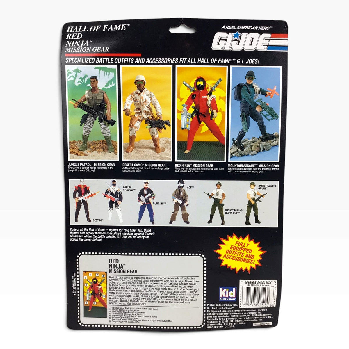 GI Joe Red Beret Weapons Arsenal and Red Ninja Mission Gear Sets (1993) – Hasbro Hall of Fame #27531, #27513