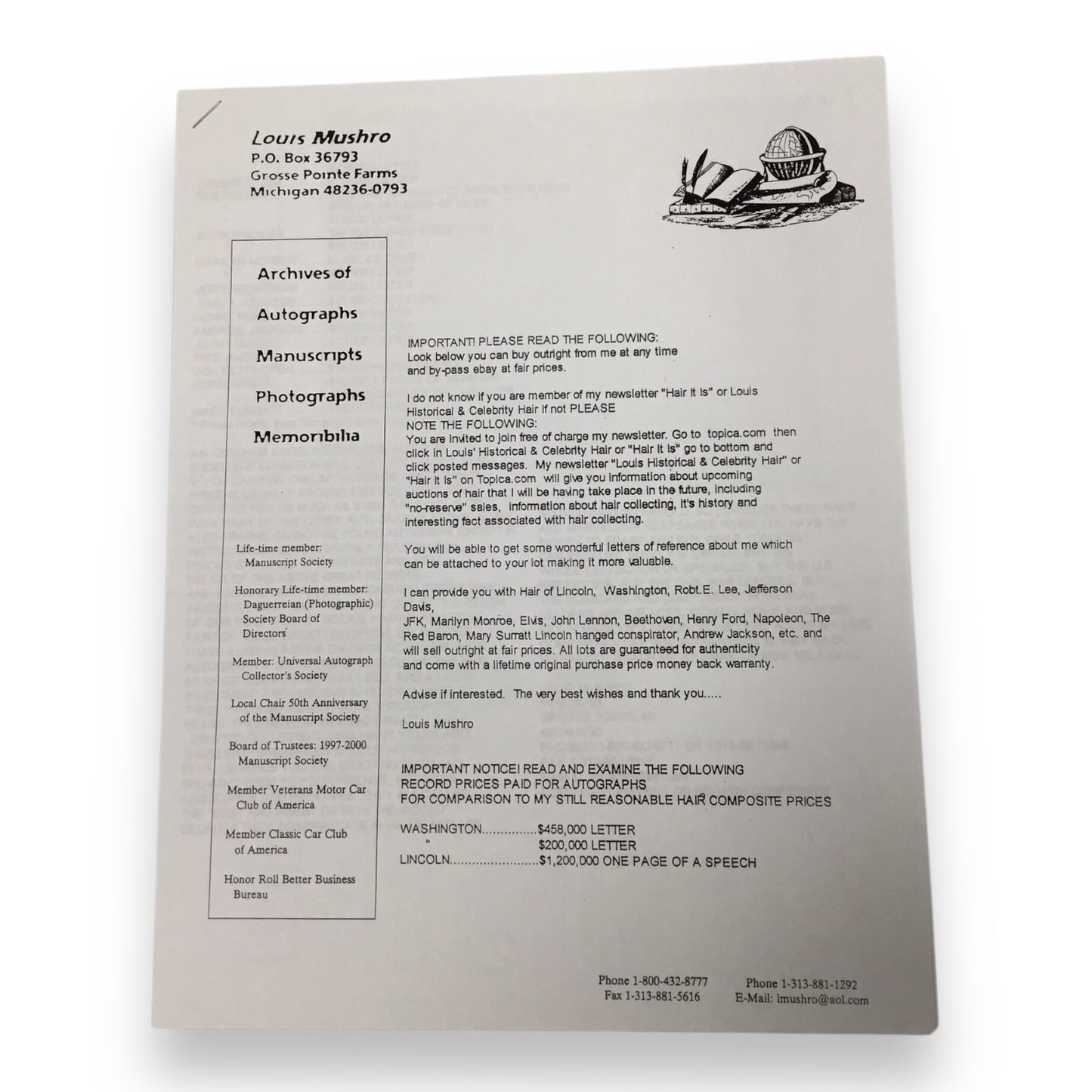 Dwight D. Eisenhower Hair Clipping with COA