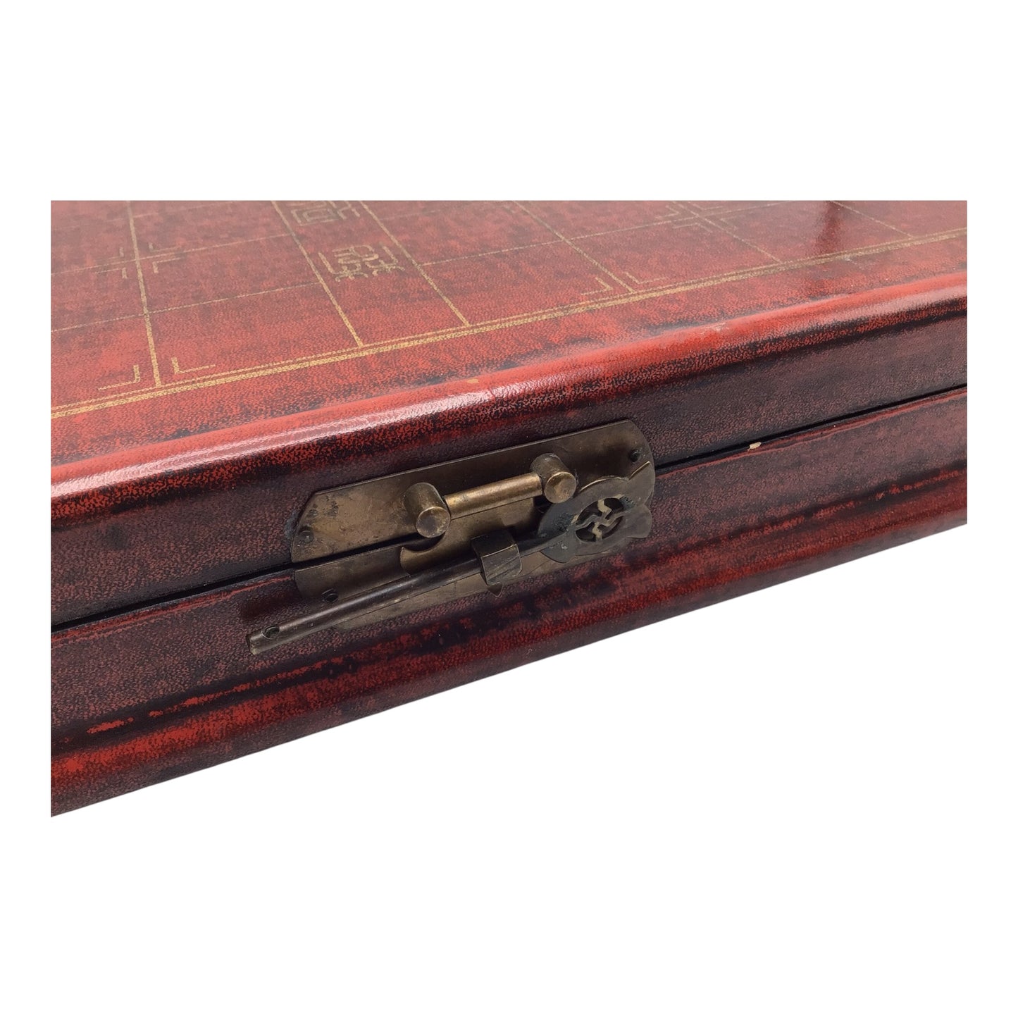 Vintage Chinese Chess Set with Hand-Carved Pieces & Sealed Playing Cards in Wooden Storage Box