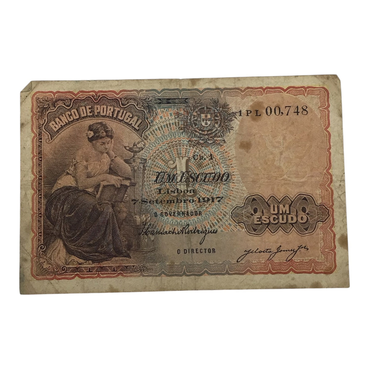 1917 Bank of Portugal 1 Escudo