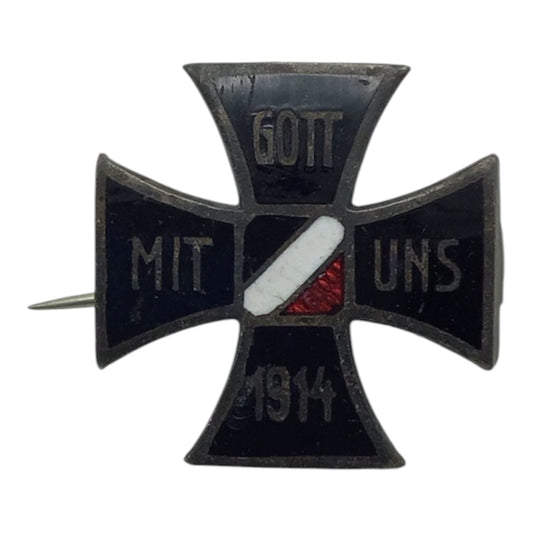 German WWI Iron Cross Patriotic Pin "Gott Mit Uns" 1914