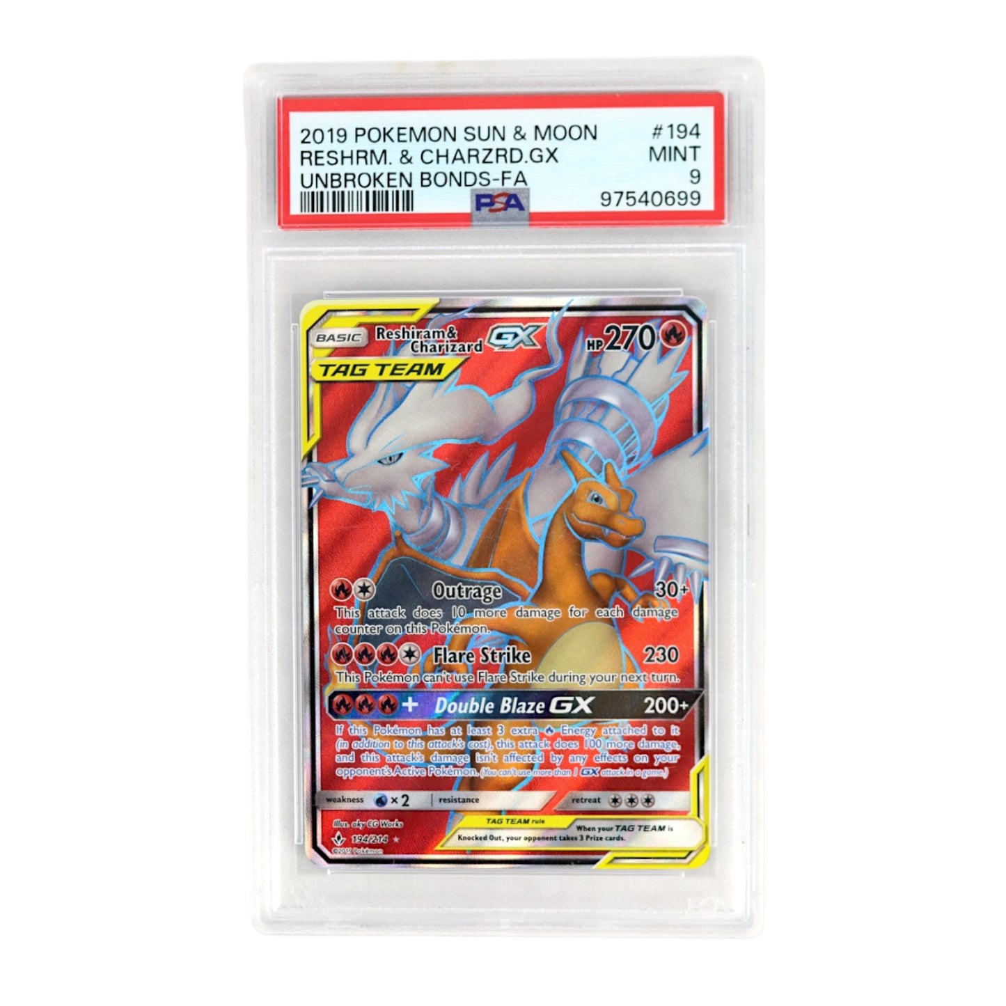 Reshiram & Charizard GX PSA 9