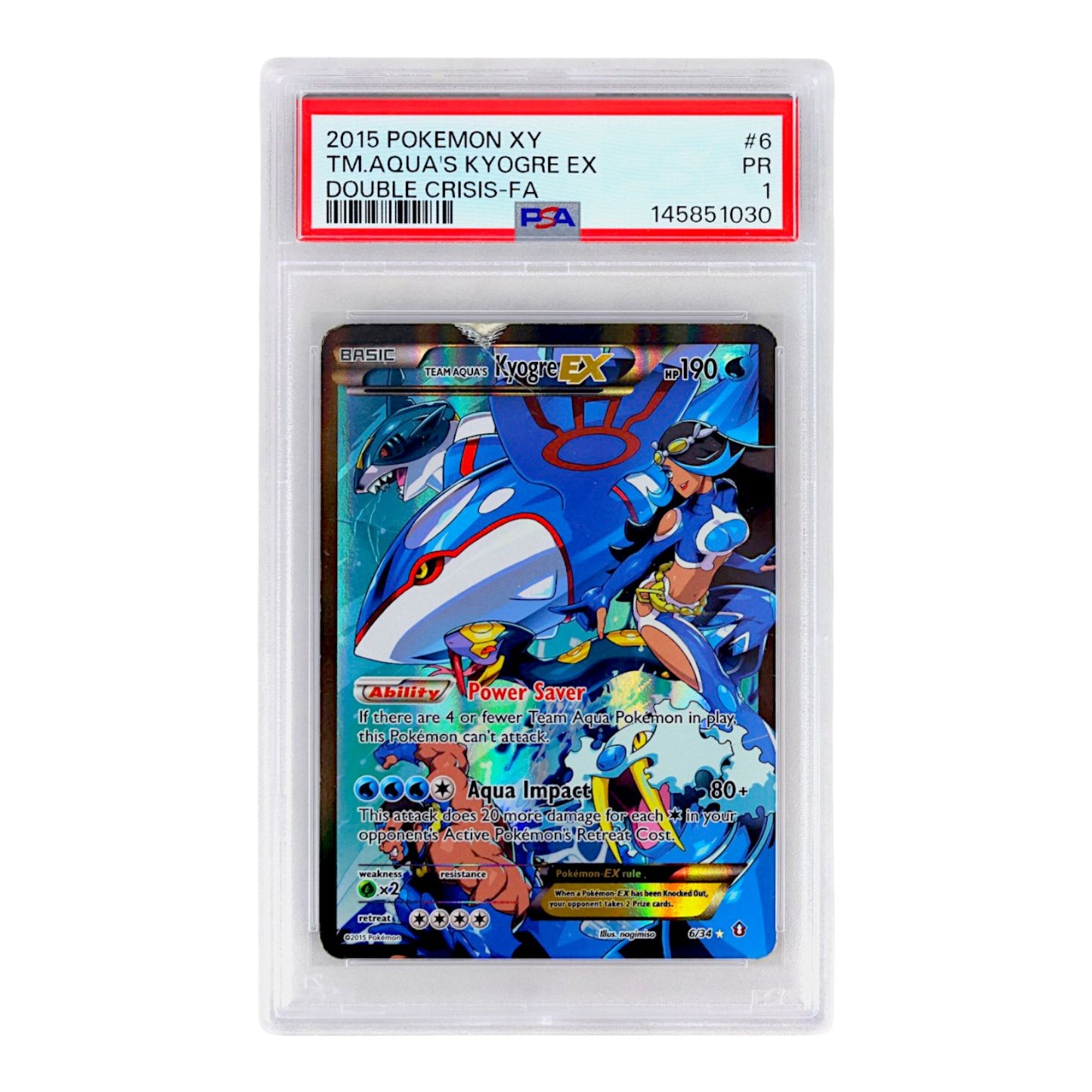 2015 TM. Aqua's Kyogre EX #6 PSA 1