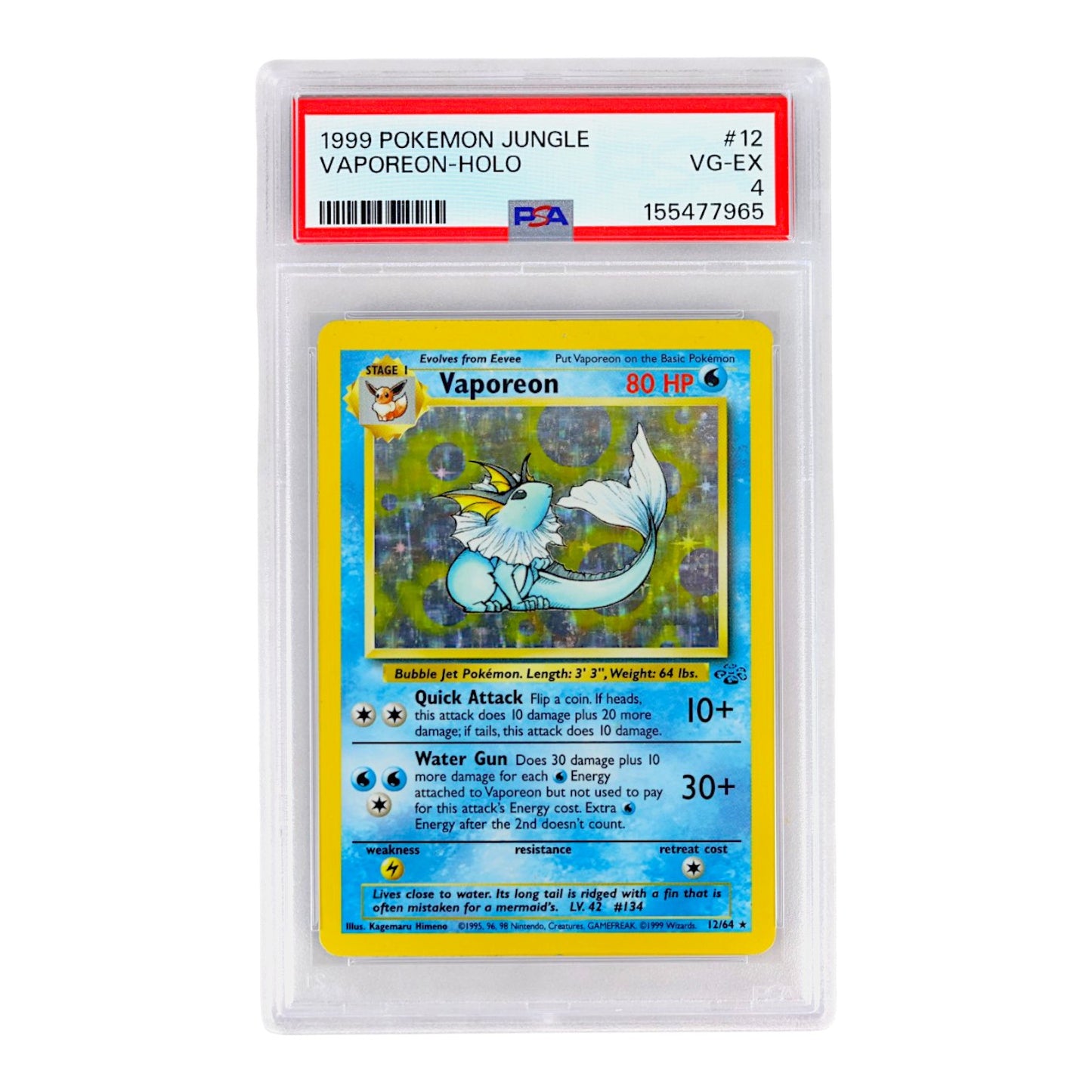 1999 Vaporeon-Holo #12 PSA 4