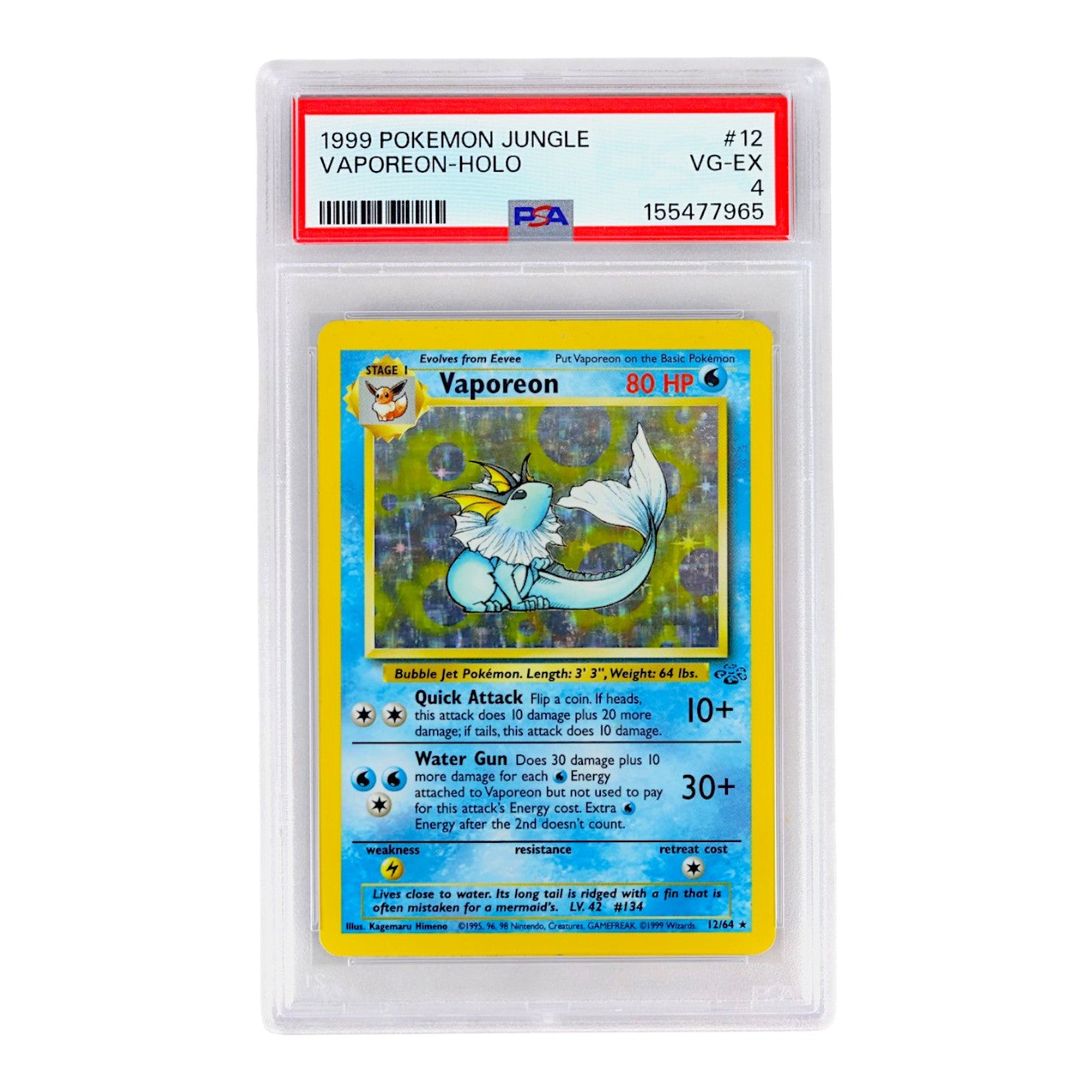 1999 Vaporeon-Holo #12 PSA 4