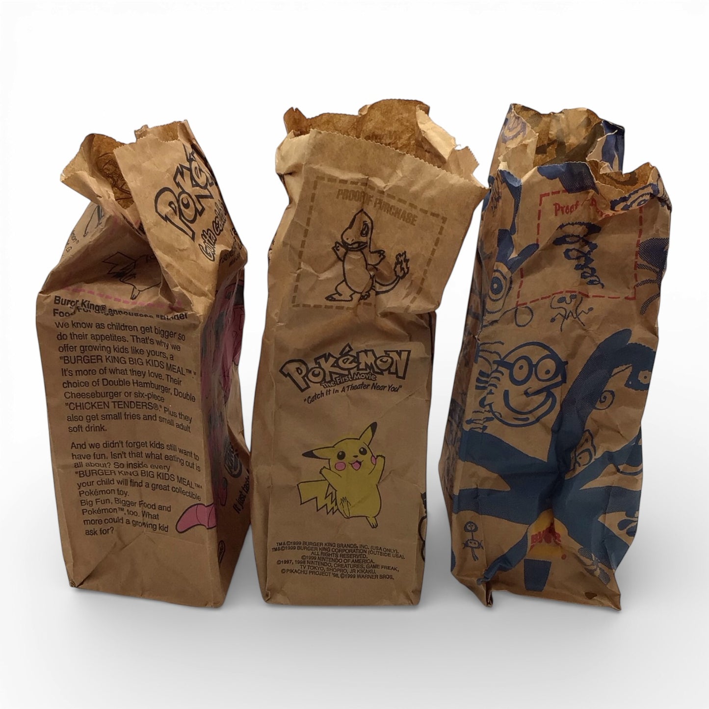 1999 Pokemon Burger King Limited Edition Gold Plated Card Set with Original BK Bags