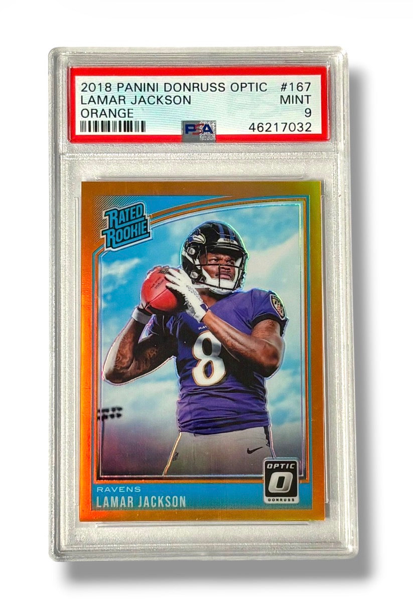 2018 Donruss Optic Orange /199 Lamar Jackson Rookie RC PSA 9 - 46217032