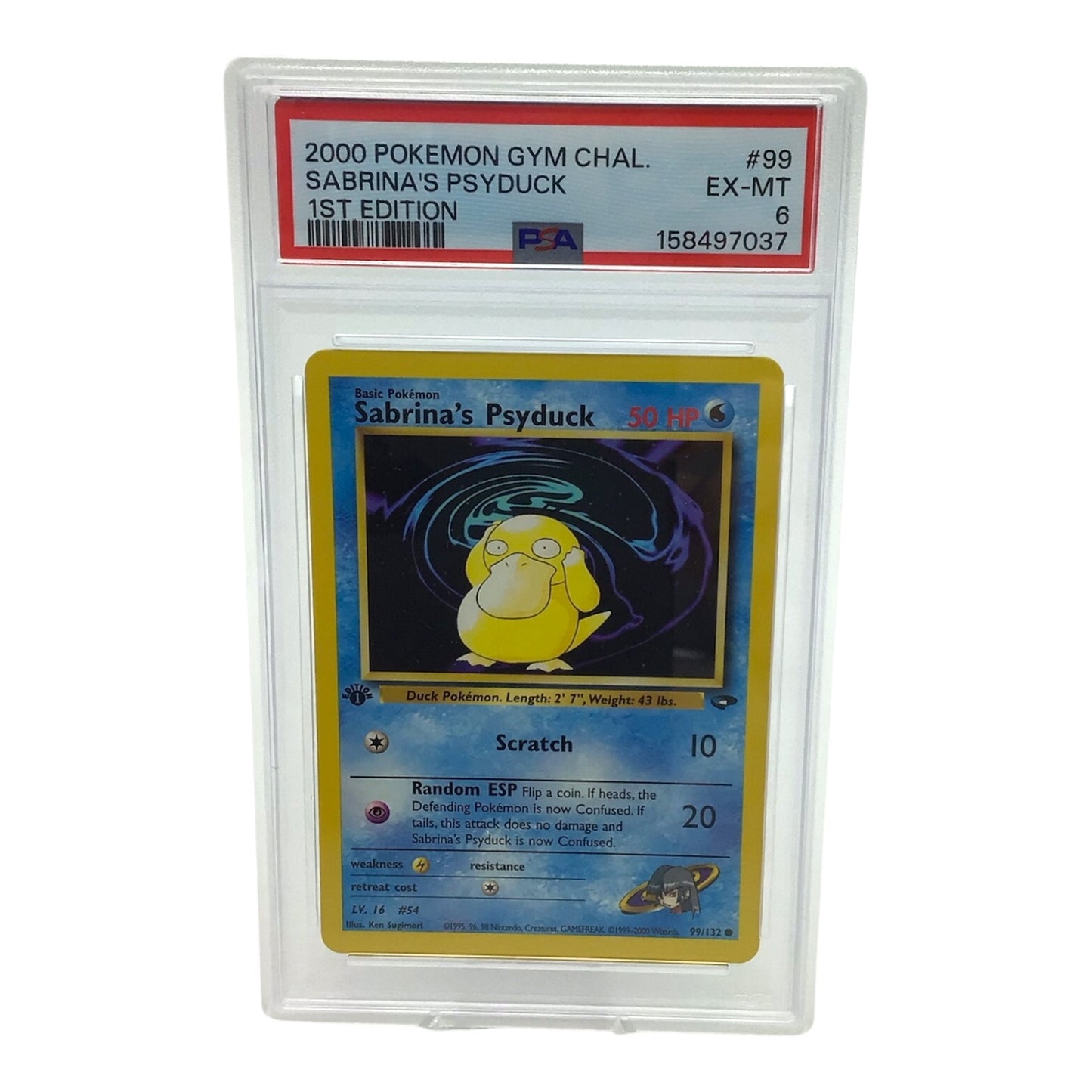2000 Pokemon Gym Chal. Sabrina's Psyduck 1st Edition #99 - PSA 6