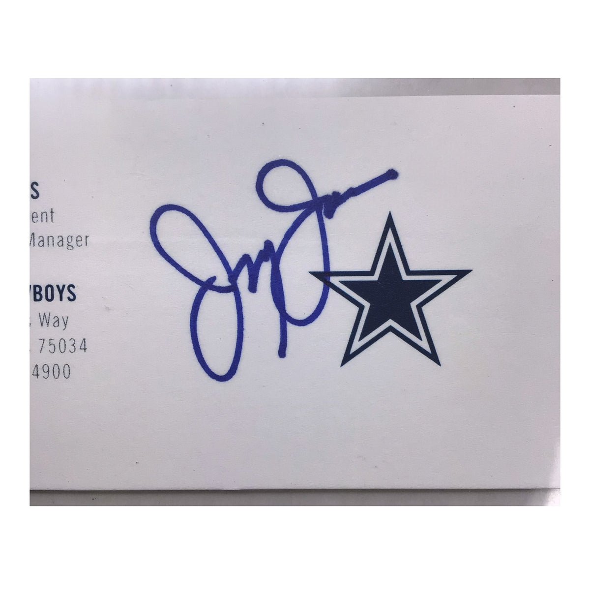 Jerry Jones Autographed Dallas Cowboys Business Card – JSA Certified