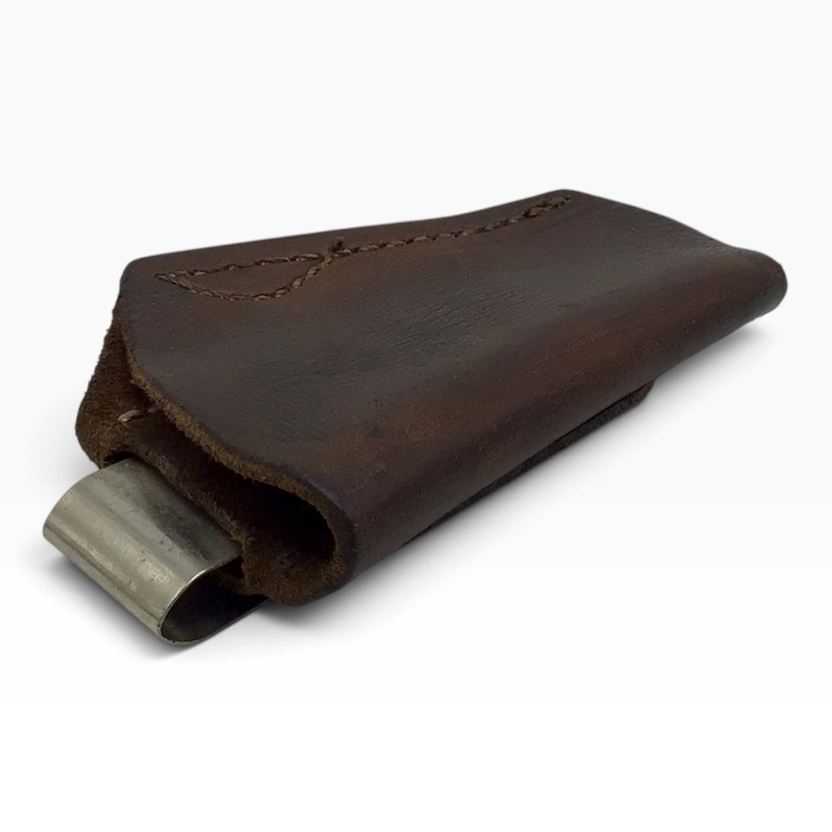 Small Vintage Brown Leather Clip Holster