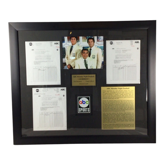 ABC Monday Night Football Framed Display - Broadcasters Don Meredith, Frank Gifford, & Howard Cosell