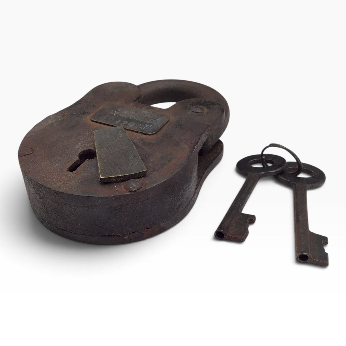 Vintage-Style Cast Iron Alcatraz Prison Padlock with 2 Skeleton Keys