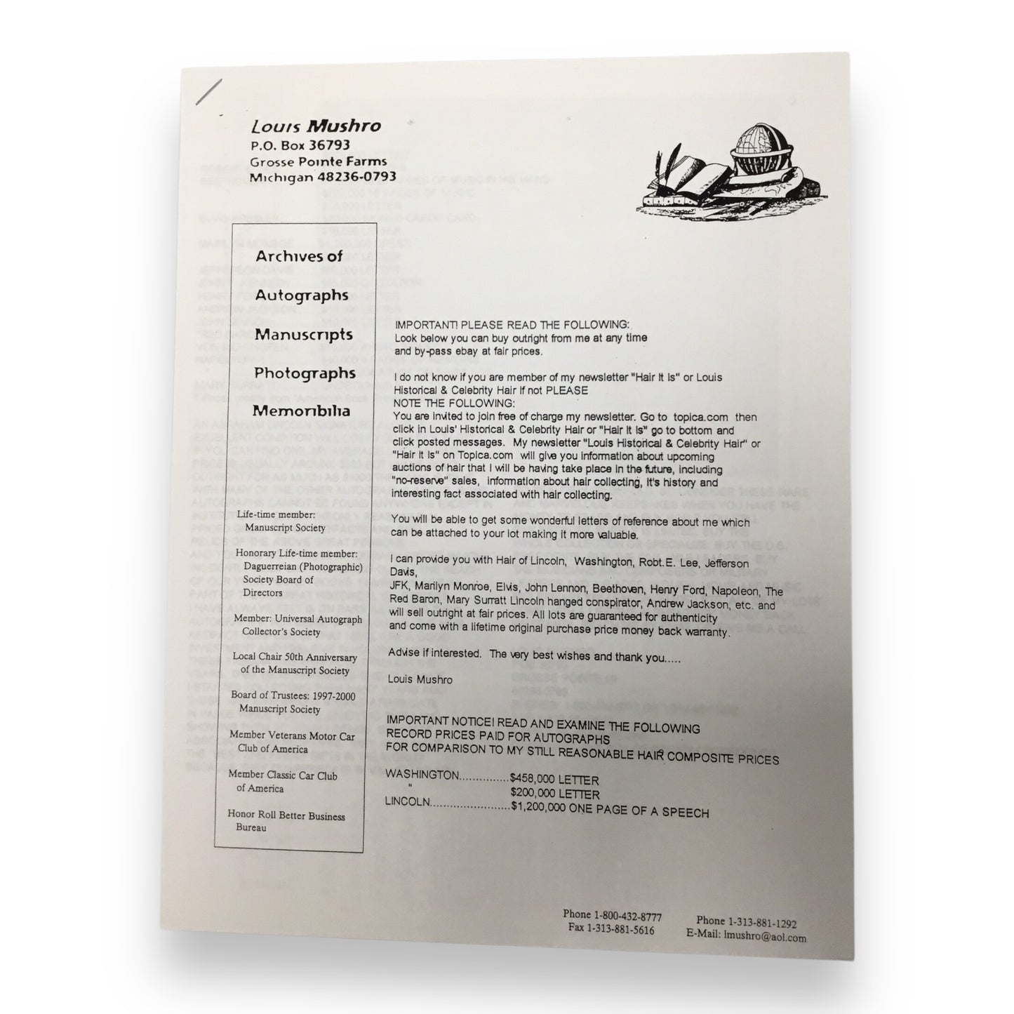 Mary Surratt Hair Clipping with COA