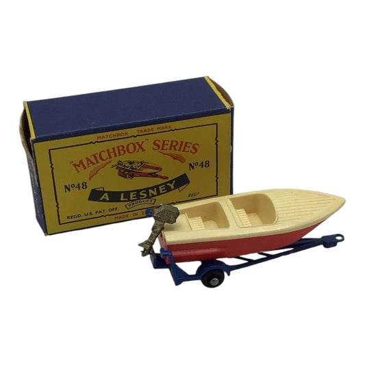 Lesney Matchbox Series No. 48 Sports Boat & Trailer w/ Original Box