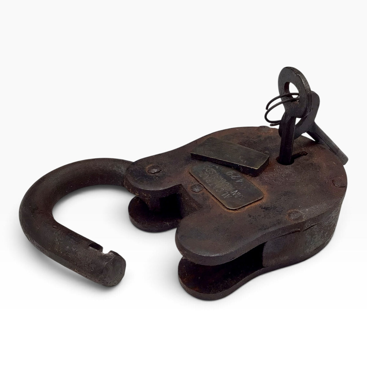 Vintage-Style Cast Iron Alcatraz Prison Padlock with 2 Skeleton Keys