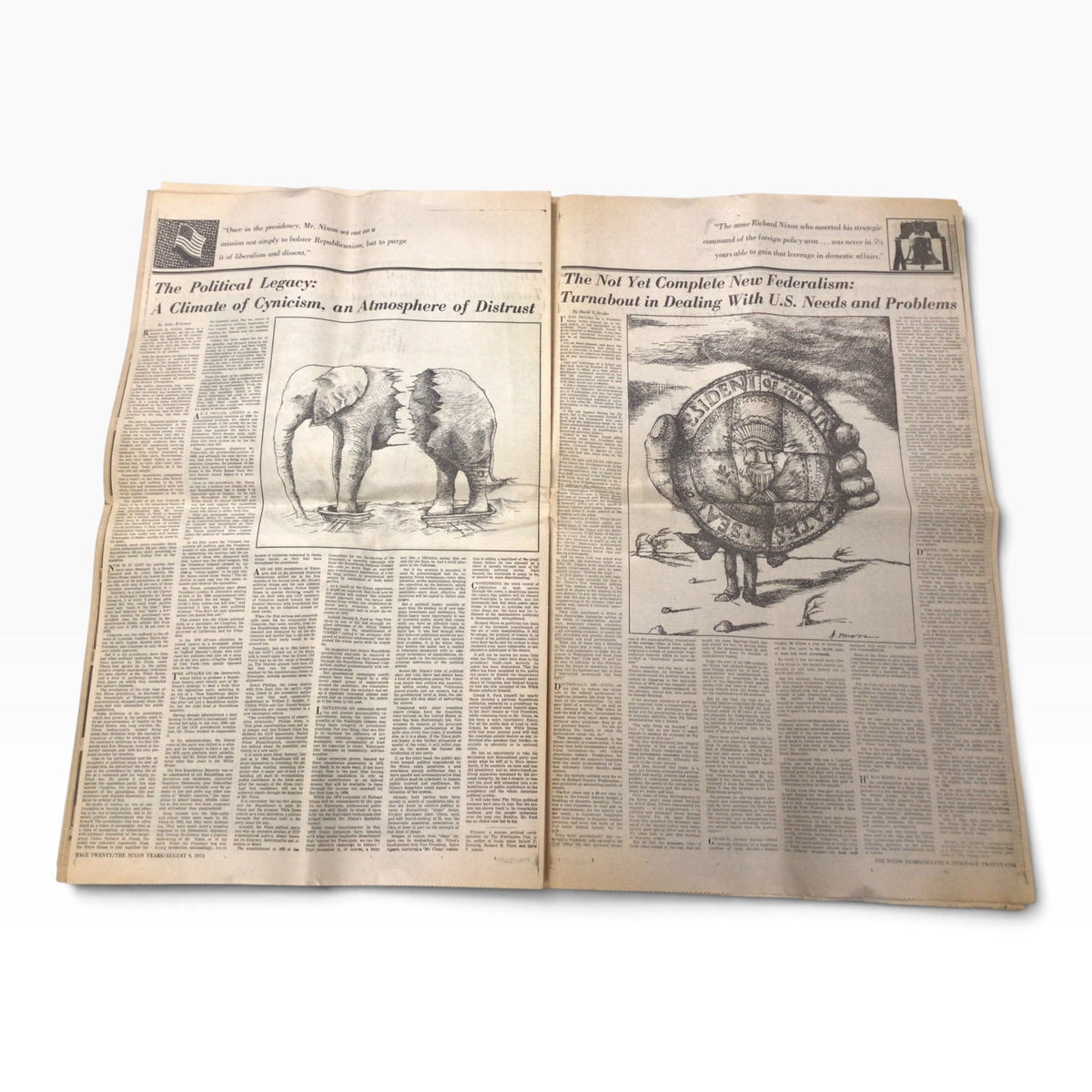 Washington Post August 9, 1974 – Nixon Resigns – Ford Takes Over Presidency – Complete Edition with Supplement