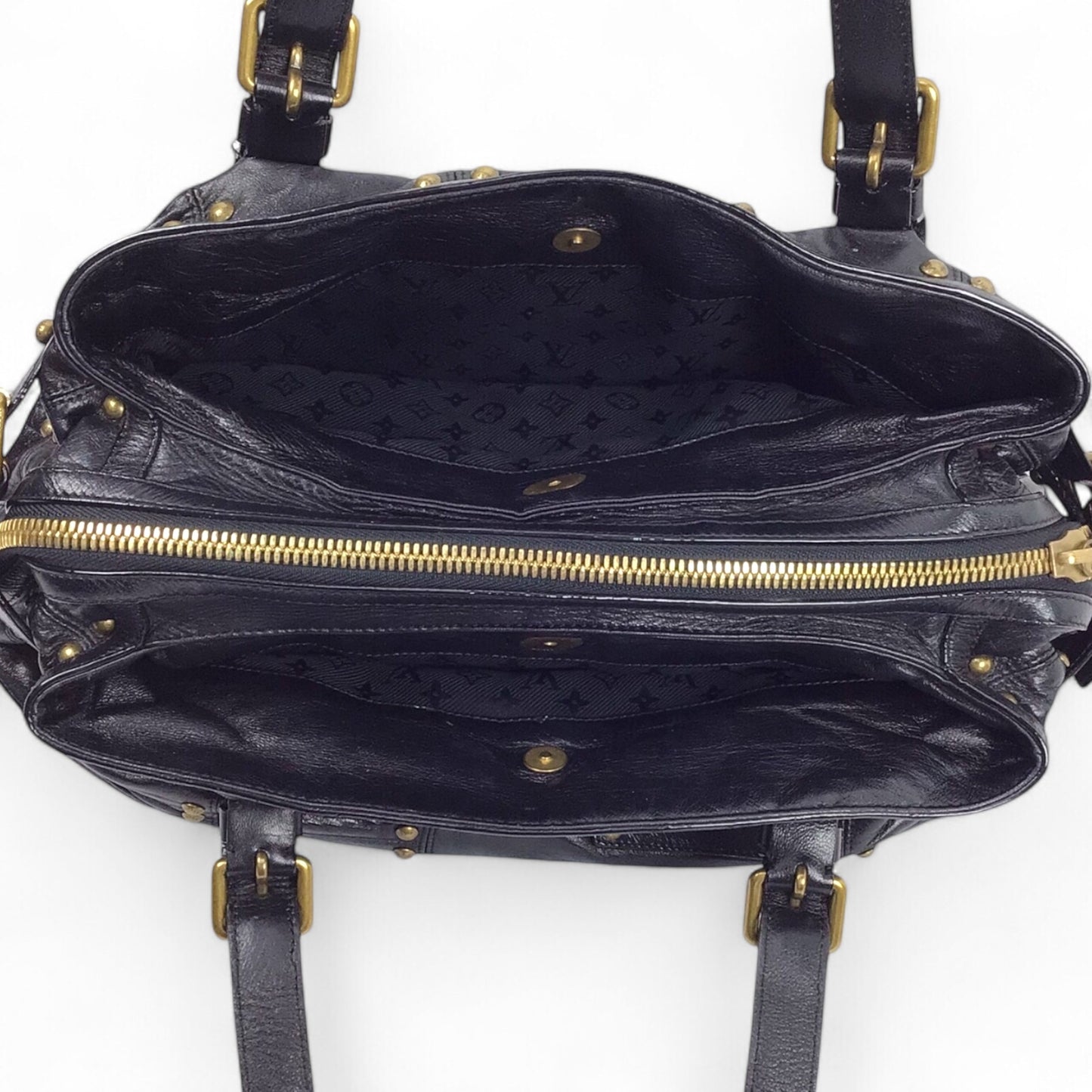 Louis Vuitton Riveting Vintage Black Leather Shoulder Bag