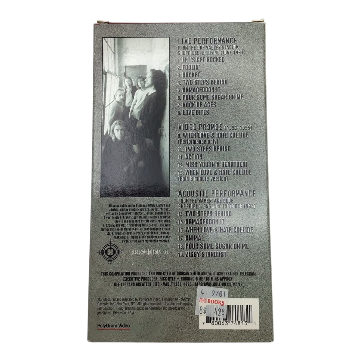 Def Leppard 1993-1995 Video Archive VHS Tape