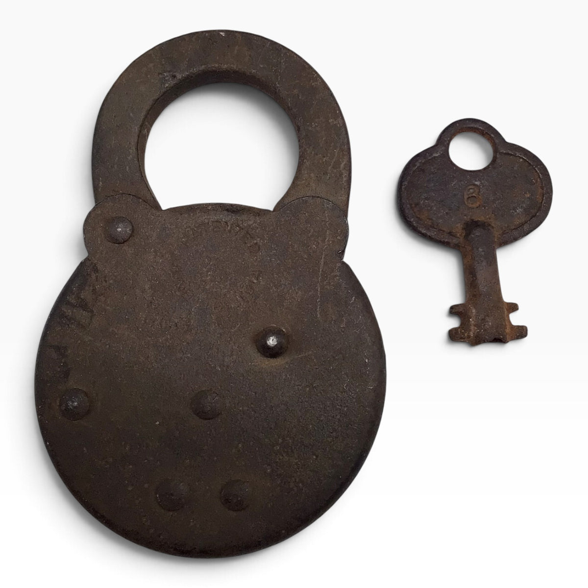 Antique EAGLE Six Lever Round Padlock with Key