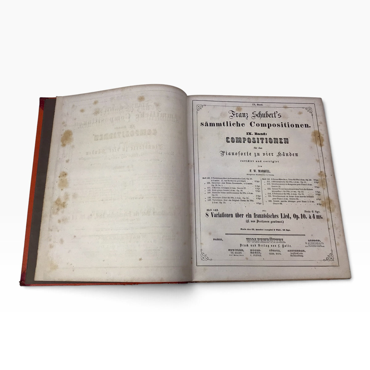 Franz Schubert Complete Compositions Piano Four Hands 1 Volume 9 – Antique German Piano Music Sheet Book