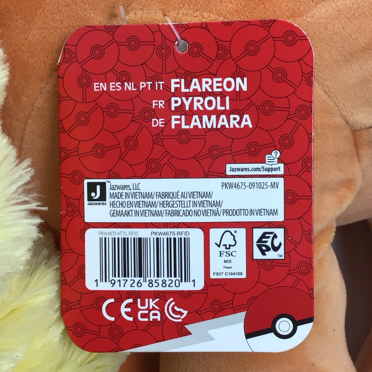 Pokemon 18" Sleeping Flareon Plush w/ Tags