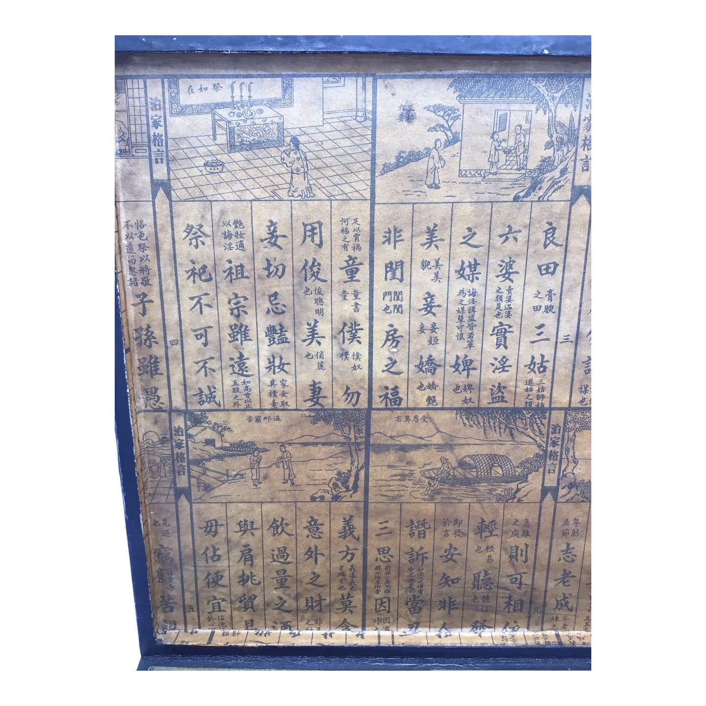Vintage Chinese Chess Set with Hand-Carved Pieces & Sealed Playing Cards in Wooden Storage Box
