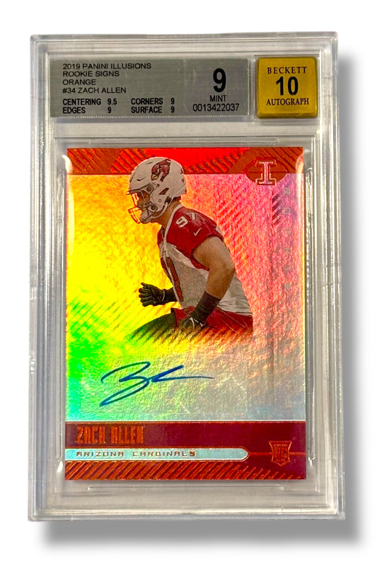 2019 Panini Illusions Orange #34 Rookie Signs Zach Allen BGS 9 Auto 10 - 0013422037