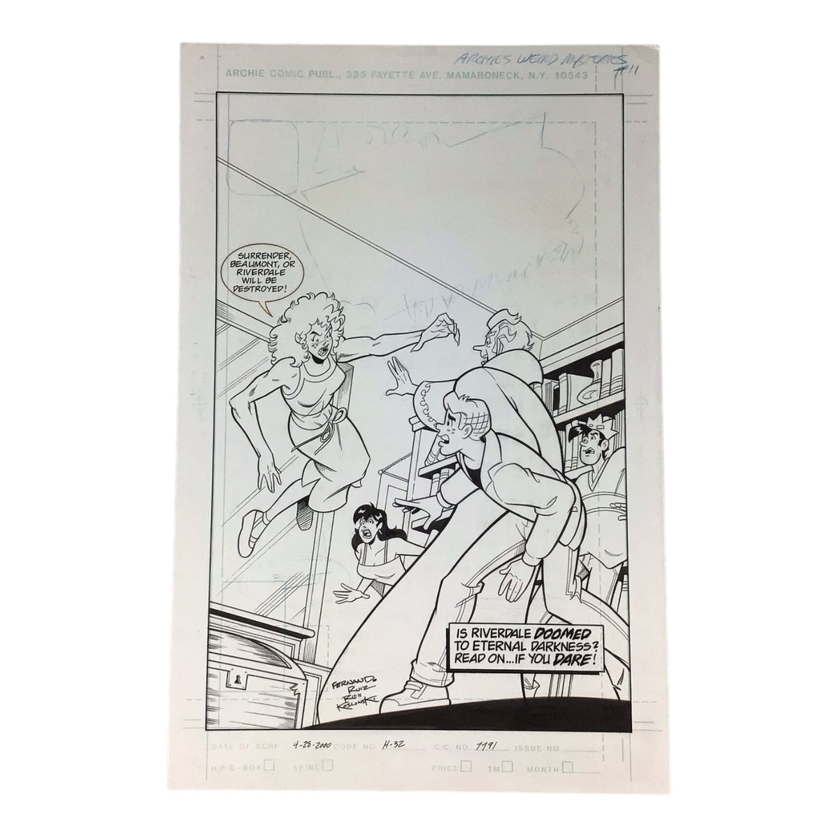 Original Art Comic Cover Archie's Weird Mysteries #11 by Ruiz & Kelowski