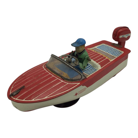 Vintage Windup Tin Boat - Made in Japan