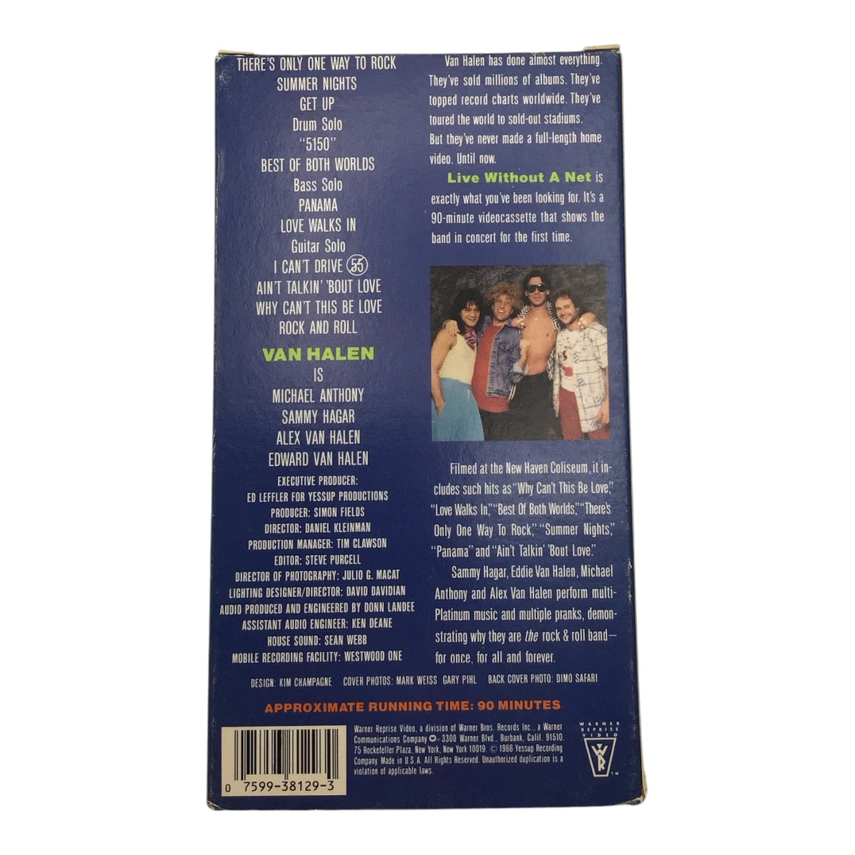 Van Halen Live Without A Net VHS Tape