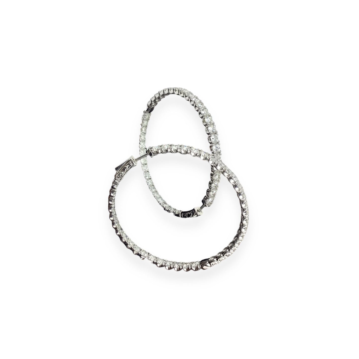 6CT TW Diamond 14KT White Gold Hoop Earrings – Estate Jewelry