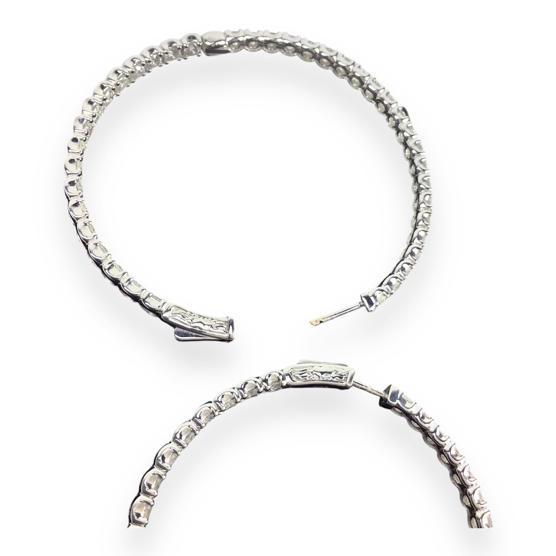 6CT TW Diamond 14KT White Gold Hoop Earrings – Estate Jewelry