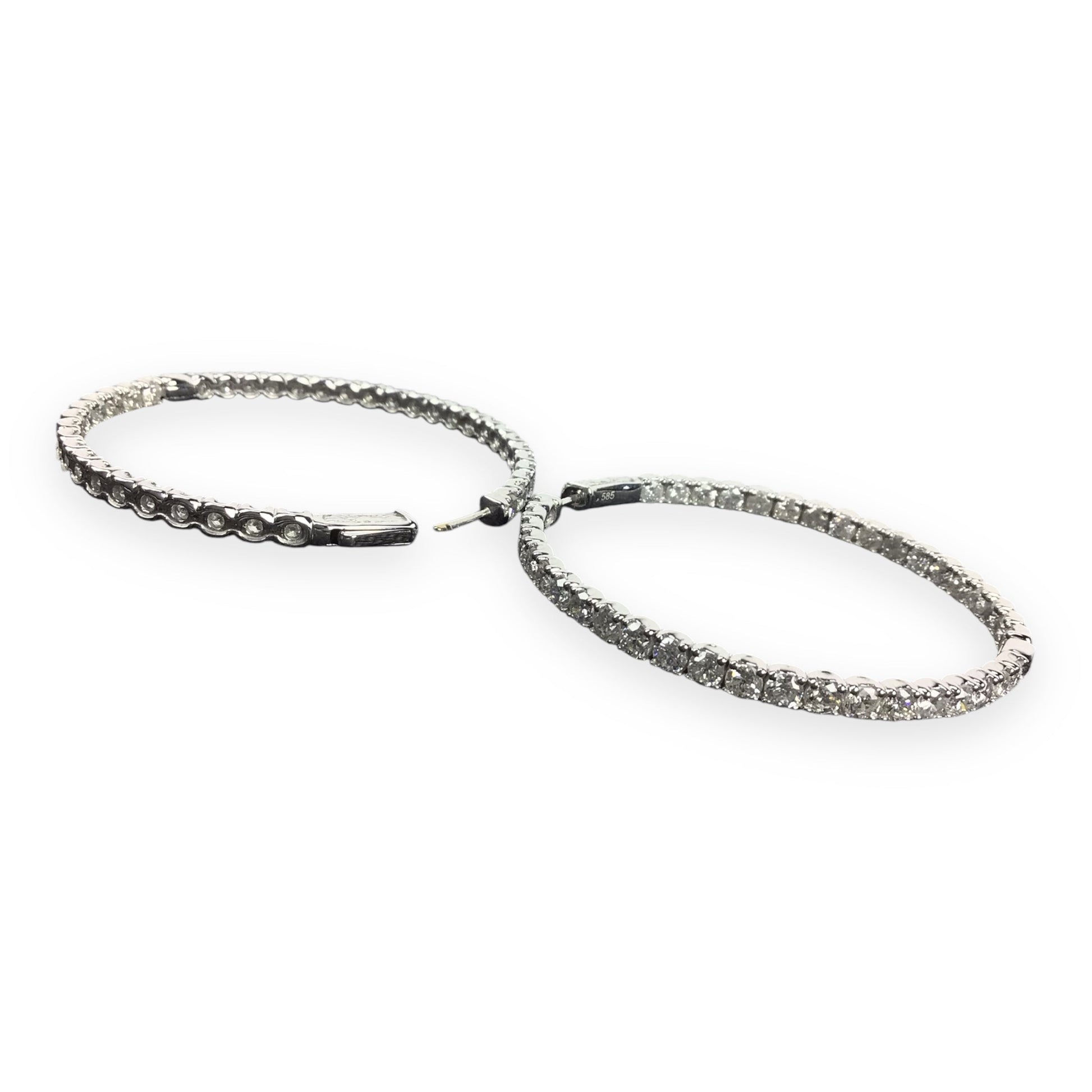 6CT TW Diamond 14KT White Gold Hoop Earrings – Estate Jewelry