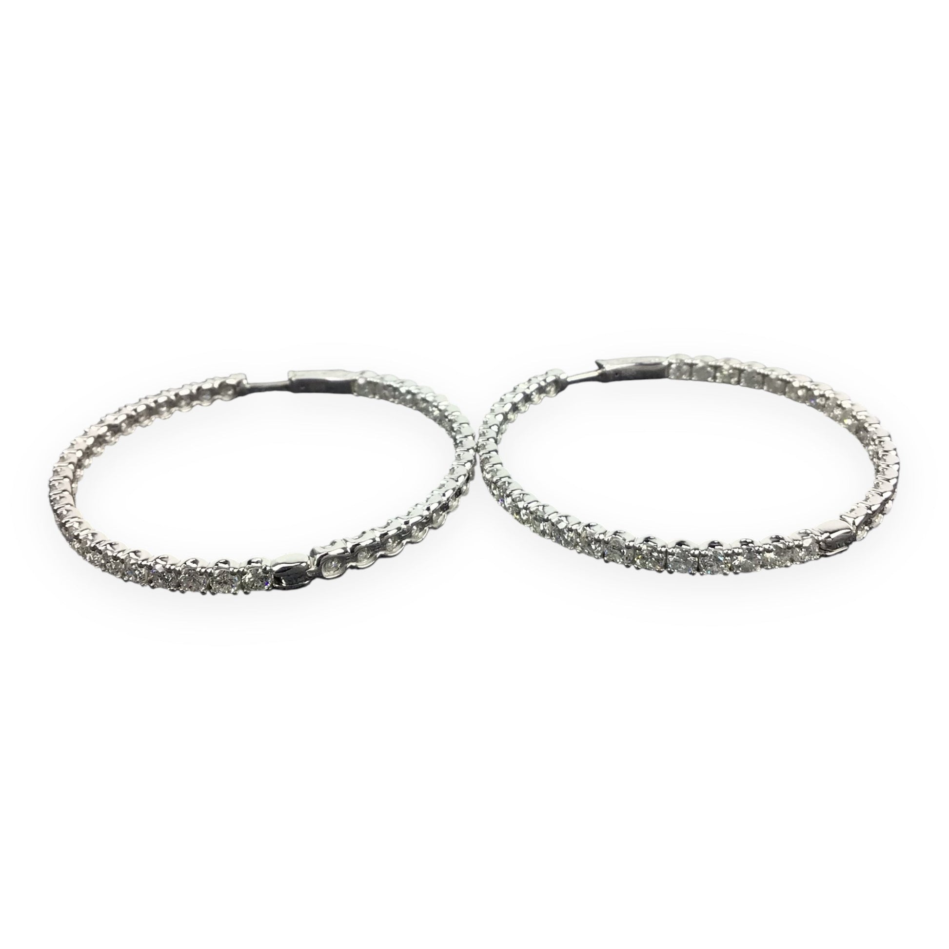 6CT TW Diamond 14KT White Gold Hoop Earrings – Estate Jewelry