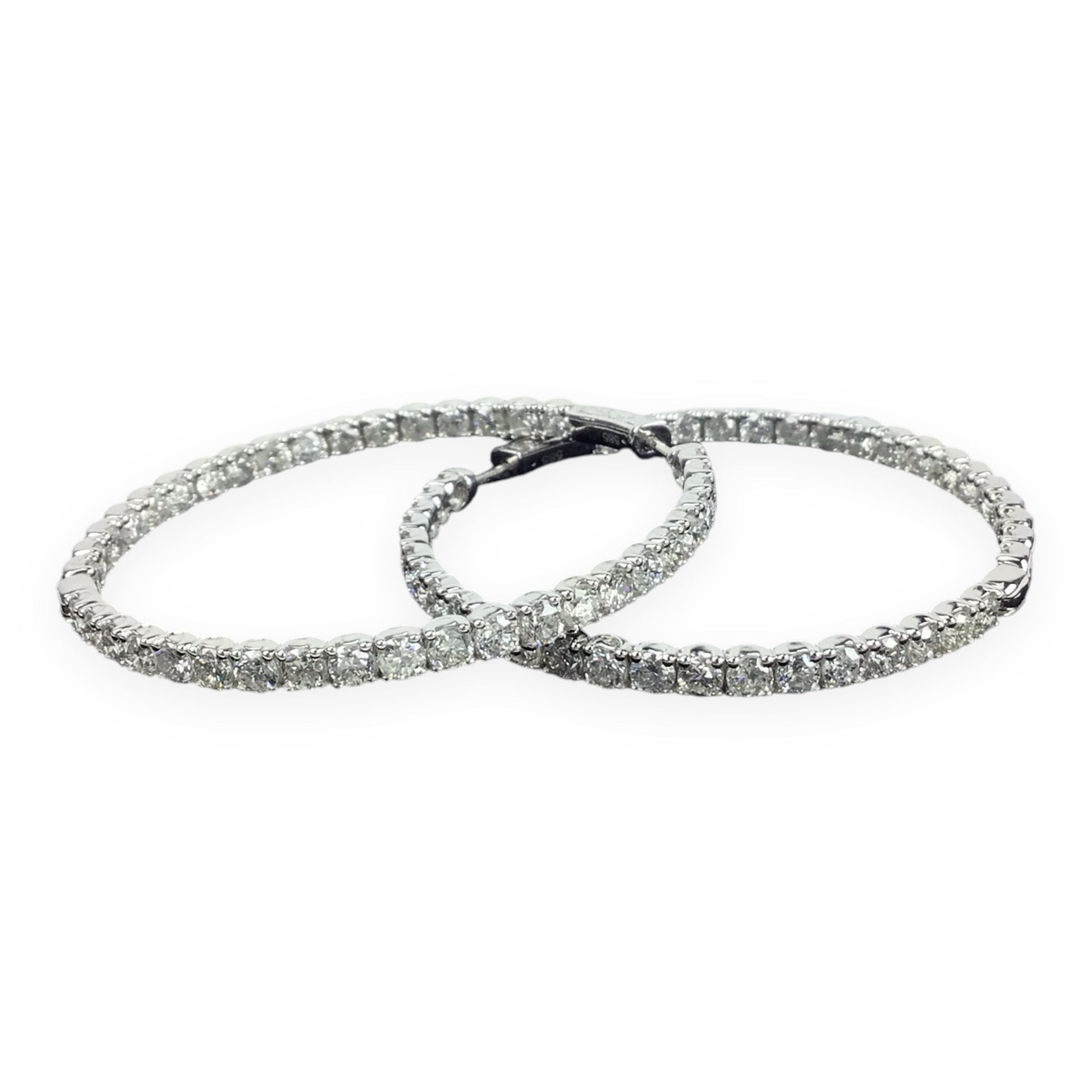 6CT TW Diamond 14KT White Gold Hoop Earrings – Estate Jewelry