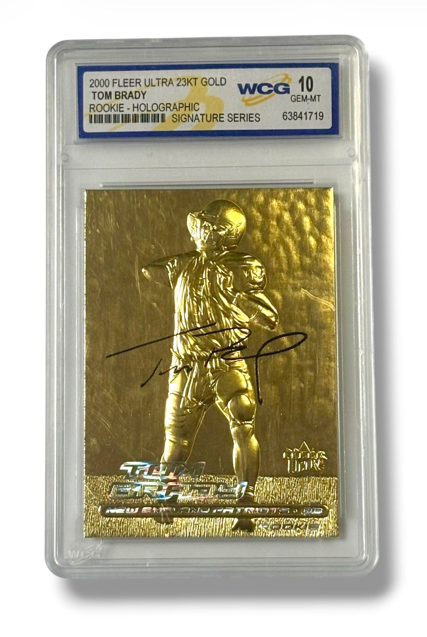 2000 Fleer Ultra 23KT Gold Rookie Holographic Tom Brady WCG 10 - 63841719