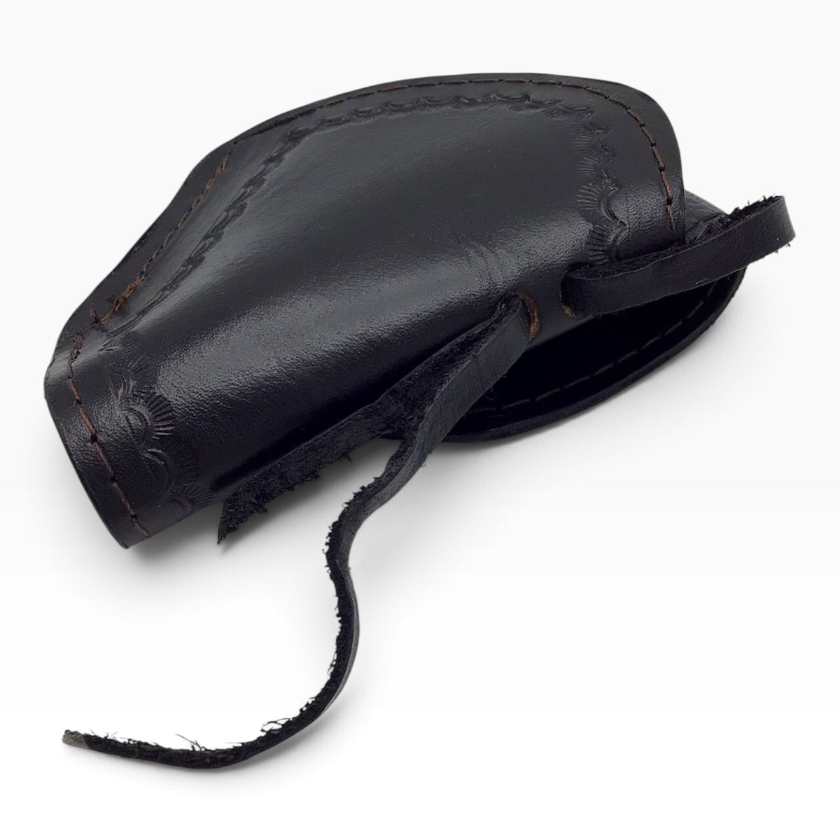Black Leather Western Style Belt Holster with Leather Hammer Thong
