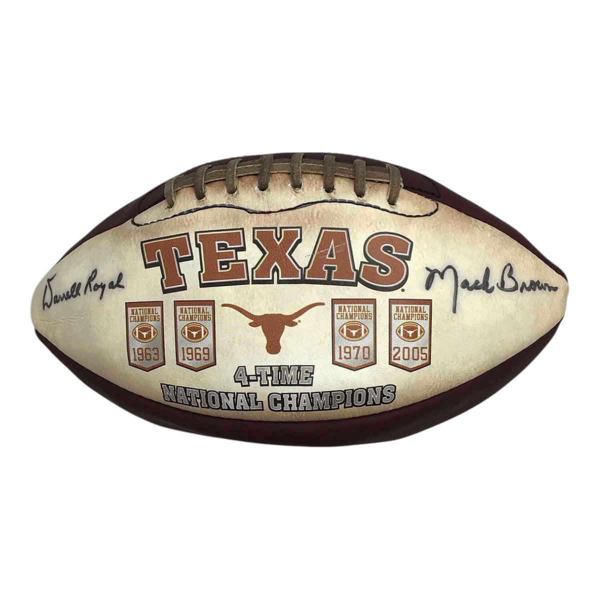 U.T Longhorn Football Signed By Darrell Royal & Mack Brown