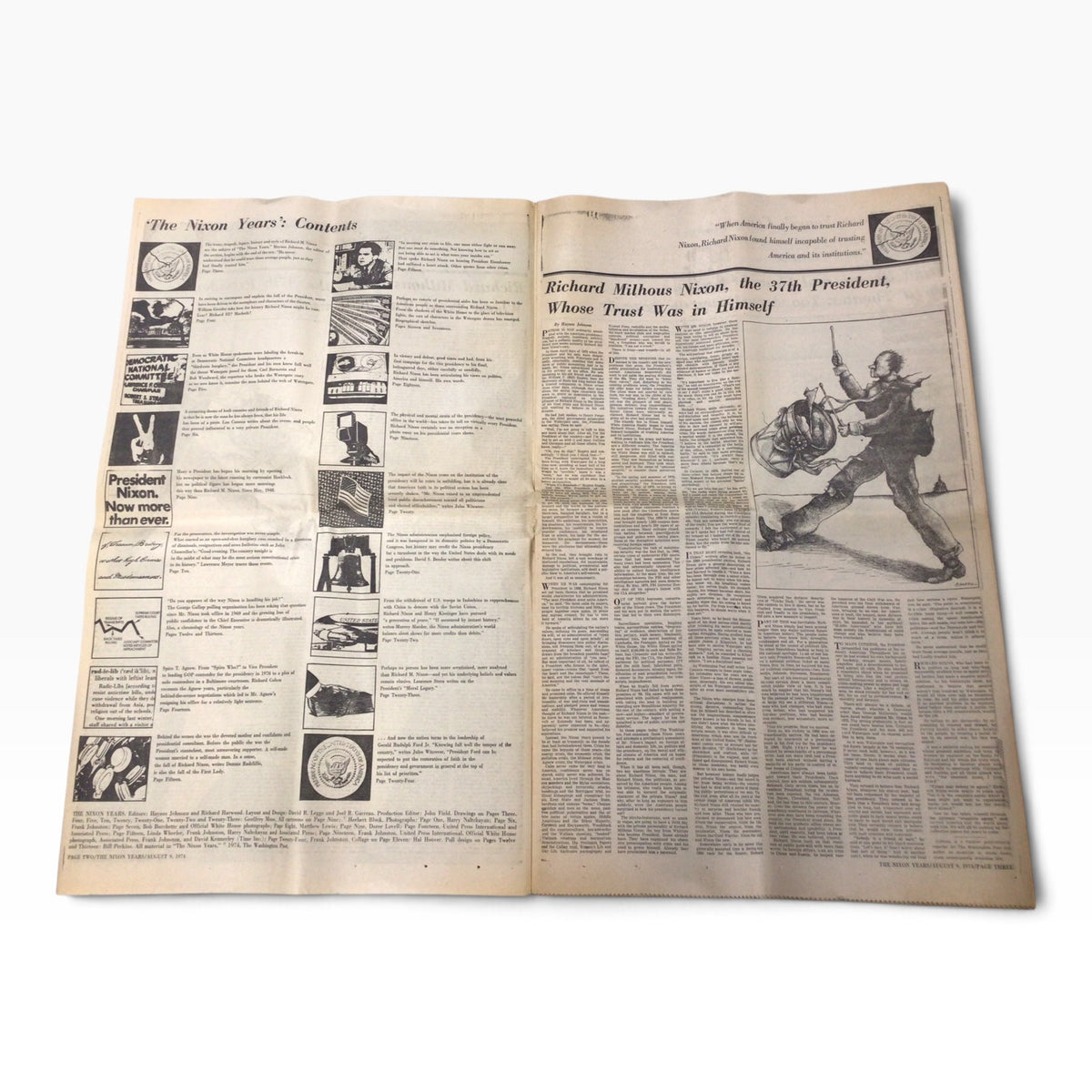 Washington Post August 9, 1974 – Nixon Resigns – Ford Takes Over Presidency – Complete Edition with Supplement